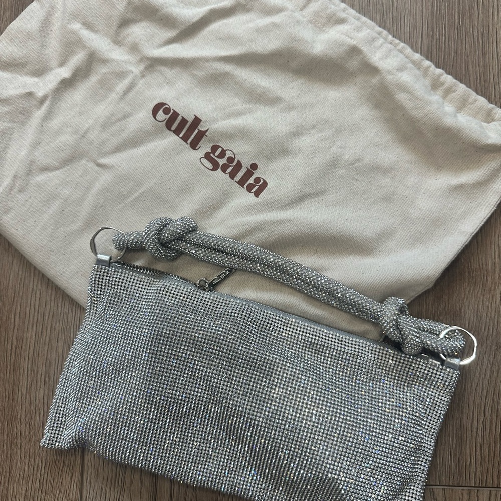 Cult Gaia Metallic Silver Clutch